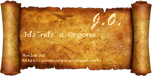 Jónás Orgona névjegykártya